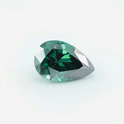 China Color Play Or Fire Ready To Ship Dark Green Pear Shape Loose Gemstone Moissanite for sale