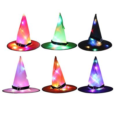 China COS Decorations Halloween Ghost Festival Party Decoration Props LED Light Witch Hat Magician Witch Hat Magician Hat for sale