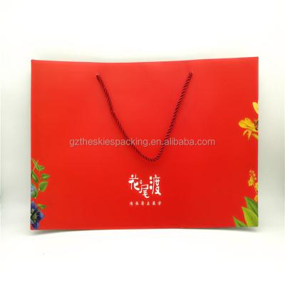 China Recyclable Luxury Boutique Packaging Red Custom Printing Private Label Gift Paper Bag Custom Size for sale