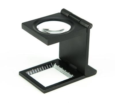 China Reading 10X Metal Folding Magnifier With Scale For Canvas Tester for sale