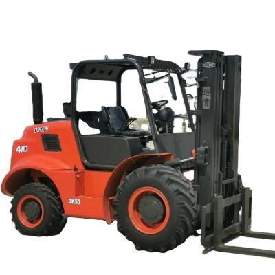 China Building Material Shops 5 Ton Chinese Forklift Construction /Oil Field /Brick Factory Use All Four Wheel Drive Diesel Forklift for sale