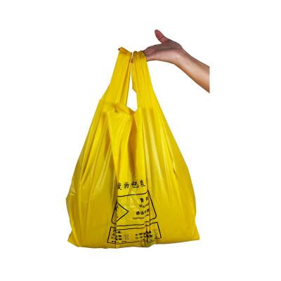 China BIODEGRADABLE Yellow Medical Waste T-Shirt Biodegradable Waste Bag for sale