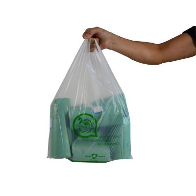 China Supermarket BIODEGRADABLE Bulk Custom Use Grocery T-shirt Bag Biodegradable Shopping Bag for sale