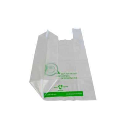 China BIODEGRADABLE wholesale biodegradable singlet bag Customized compostble pbat+pla T-shirt plastic shopping bag for sale