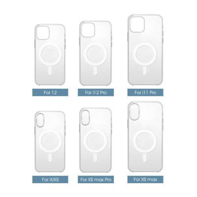 China Shockproof Magnet Transparent Magnetic Snare Cover Phone TPU Wireless Charger Phone Case For iPhone 12/12 mini max pro for sale