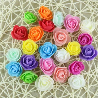 China Beautiful and Colorful DIY Handmade Rose Bear Wedding Mini Rose Flowers Flower Head Artificial Rose Home Decoration PE Foam for sale