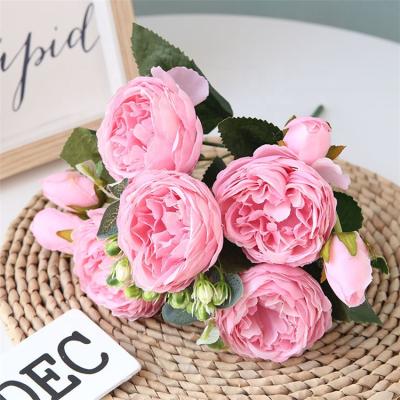 China EuropeannHome Wedding Decoration 9 Heads Mini Peony Bouquet Beautiful And Colorful Artificial Flower Wholesale for sale