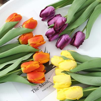 China Hot Sale Mini Tulip Beautiful Tulip Silk Flower High Quality Artificial Sevenstar High Simulation Level for sale