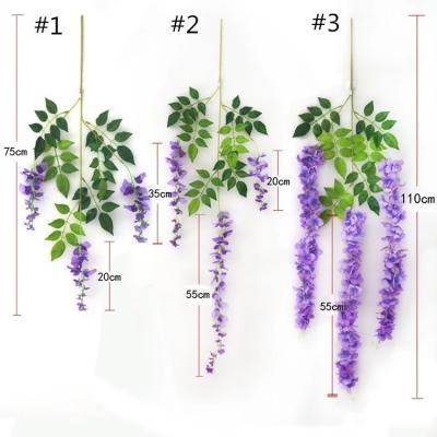 China Beautiful and colorful sevenstar plant vine 2021 silk hanging wisteria flower wisteria wedding wisteria 110cm directly sale for sale