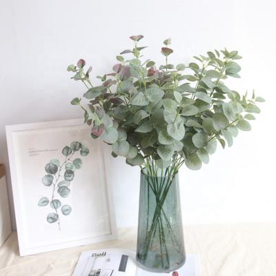 China Natural Touch Straight Silver Dollar Eucalyptus Grow Leaves Silk Artificial Leaves For Table Home Wedding Decoration for sale