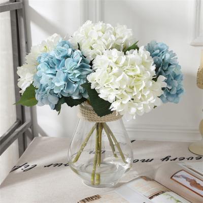 China High level simulation Sevenstar real touch hydrangea artificial flower white ivory silk hydrangea artificial flower for sale