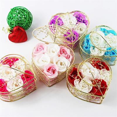 China Smell Good and Beautiful and Colorful Sevenstar Hot Sale Rose Flower Soap 6 Pcs Bath Rose Soap Flower With Heart Shape Box for sale