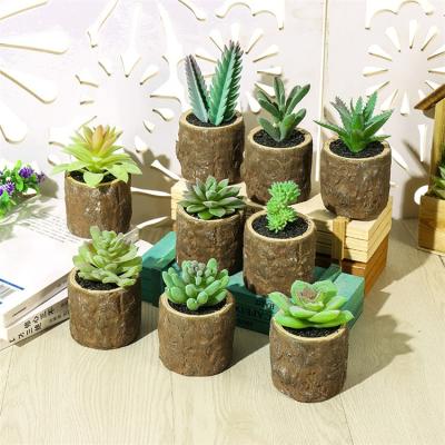 China Beautiful and real touch Mini Artificial Succulent Plants with artificial planter pots plants for indoor home decor for sale