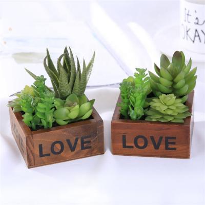 China Beautiful And Real Touch Faux Succulent Planter Potted Plants Wholesale Artificial Succulent Wood for sale