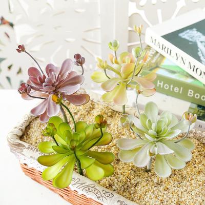 China High Simulation Mini Level Factory Direct Selling PVC Faux Plants Houseleek With Buds Plastic Flower Artificial Succulent Plants for sale