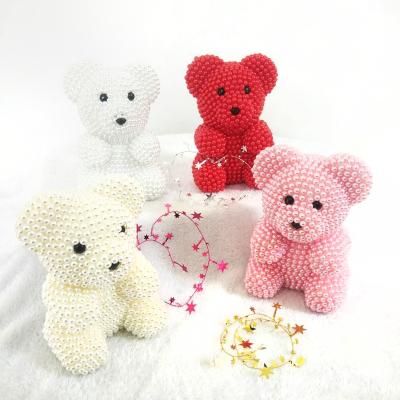 China Manufacturer wholesale beautiful and colorful handicraft artificial pearl rose bear Teddy Pearl Bear for for Valentine's Day for sale