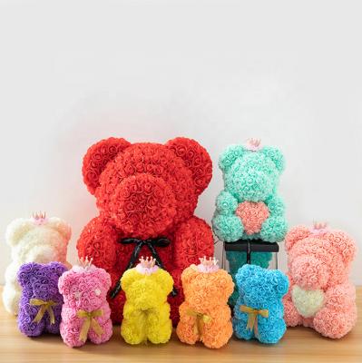 China Wholesale High Quality 40cm PE Foam Teddy Rose Lovely And Colorful Flower Rose Bear For Valentine's Day for sale