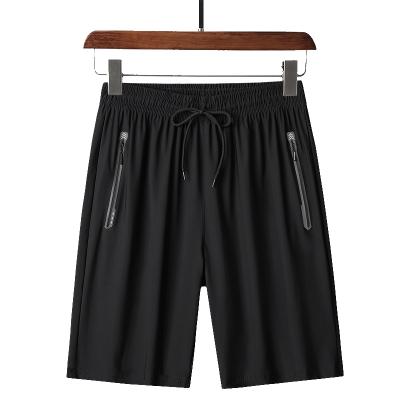 China Low MOQ Mens Anti-Wrinkle Logo Sports Casual Loose Zipper Pocket Elastic Waist Basketball Shorts for sale