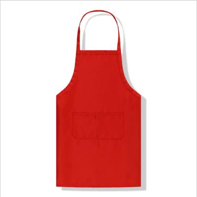 China Custom Pure Color Cotton Neck Twill Pocket Apron Long Kitchen Apron Can Be Printed Company Logo Advertising Apron Work Apron for sale