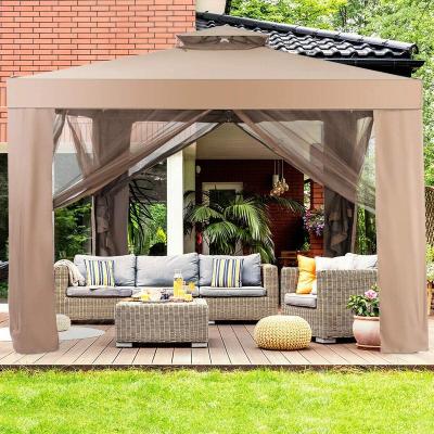 China Durable House Party Art Steel Frame 10x10 Canopy Gazebo Tent Shelter With Mosquito Netting for sale