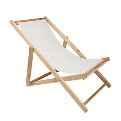 China Modern Outdoor Reclining Beach Lounger Wood Folding Beach Chair Portable Folding Sun Beds for sale