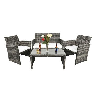 China Hot Products Modern Trending Custom Outdoor Furniture Steel Frame 4pcs Garden Sofa Sets for sale