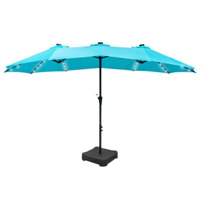 China China Factory Wholesale Modern Outdoor Garden Furniture Steel Solar Led Double Oval Umbrella for sale