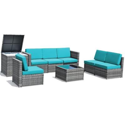 China 8 Piece Modern Rattan Sectional Seating Group With Cushions, Outdoor Wicker Rattan Garden Furniture Corner Sofa Set With Cushion for sale