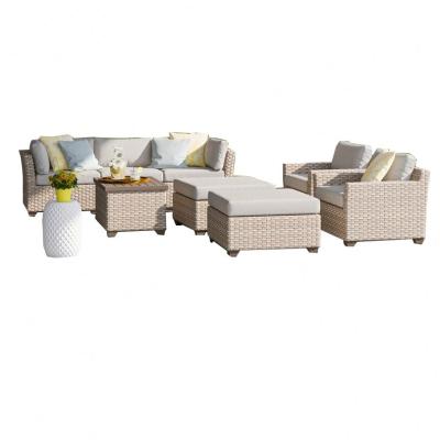 China Weather Outdoor Furniture 8 Piece Rattan Sectional Seating Group With Cushions, Wicker Outdoor Rattan Garden Furniture Corner Sofa Set for sale