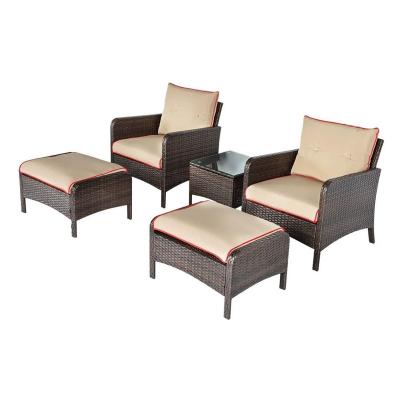 China Traditional Patio Furniture 5 Piece Wicker Outdoor Conversation Set - Outdoor Wicker Rattan Furniture Garden Furniture Sofa Set With Stool for sale