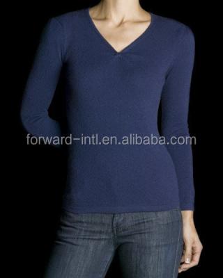 China Anti-pilling V-Neck 12gg Sweater Machine Knitting 100% Cashmere Women Sweater for sale