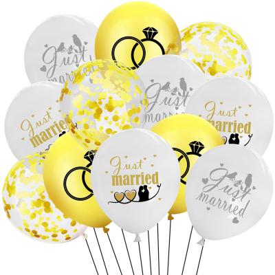 China Wedding Decoration Party White Gold Wedding Party Event Diamond Ring Sequin Balloon Just Married Bird Love Newlyweds Balloon for sale