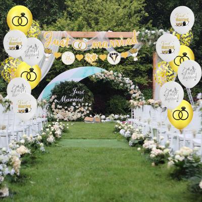 China Wedding Decoration Party White Gold Wedding Party Event Diamond Ring Sequin Balloon Just Married Bird Love Newlyweds Balloon for sale