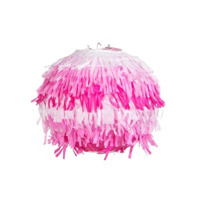 China Latest 8 Inch Pink Chinese Silk Tassel Tissue Paper Home Decoration Lantern Pinata Hanging Decoration for Party and Wedding Decor for sale