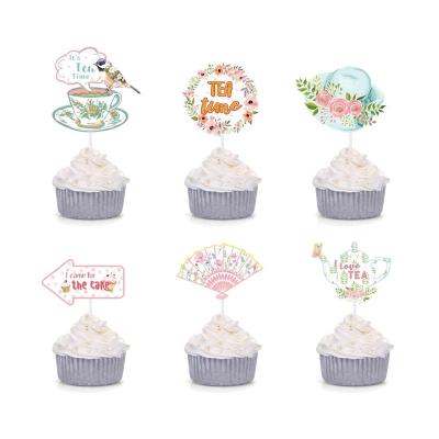 China Wholesale Paper Cupcake Flower Afternoon Tea Party Cake Topper for sale