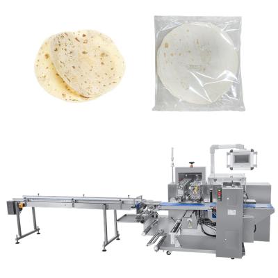 China Automatic Packing Line Bostar Square Bag Down Paper Flow Packing Machine For Tortillas Lavash Flatbread for sale