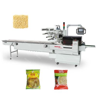 China Plastic Customized Automatic Line, Date Design Fried Instant Noodle Flow Food Packing Packing Machine Adjustable Paper 220bags/min Coder for sale