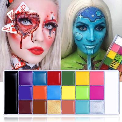 China 20 Color Face Body Paint Oil Kit Makeup Palette Large Black White Face Painting Pan Halloween Cosplay SFX Makeup Kit for sale