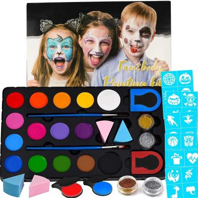 China Boys Girls Toy Body Painting Supplies with Face Paint Stencil 8 Color Including Gold Silver Glitter Hair Chalk Unique Gift for sale