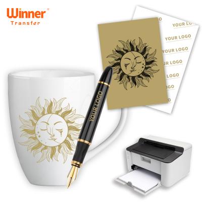 China 100 Sheets Laser Heat Transfer Paper Gold Effect Leather Custom Pack For DIY Custom Mugs for sale