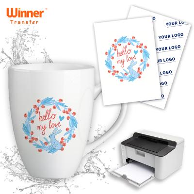 China Ceramic E-Commerce Preferred Clear No Laser Water Slide Transfer Self Cut Weeding For DIY Custom Mugs for sale