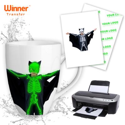 China 100 Sheets Green Luminous Inkjet Water Transfer Bamboo Pot Ceramic Best Quality Pack For Mugs Printing Business for sale