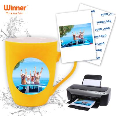 China Ceramic Winner Transfer Factory Outlet Inkjet White Water Transfer Paper Water Slide Decal Paper A4 8.5*11 for Candle, Tumbler, Mugs for sale