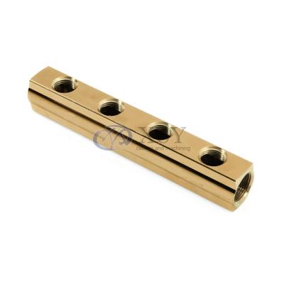 China Pneumatic Industry M10-125-4-BRS Diverse 4-Station Integrated 1/4 NPT Inlet 1/8 NPT Outlet Brass Manifold for sale