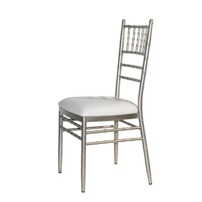 China Modern New Design Hotel Furniture White / Gold Chair Stackable Aluminum Chair For Wedding for sale