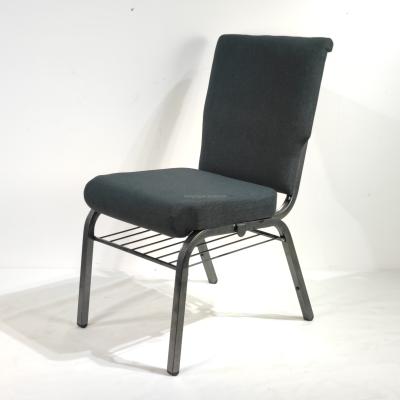 China Hot Selling Modern Style Iron Metal Stacking Church Chair With Customized Fabric for sale