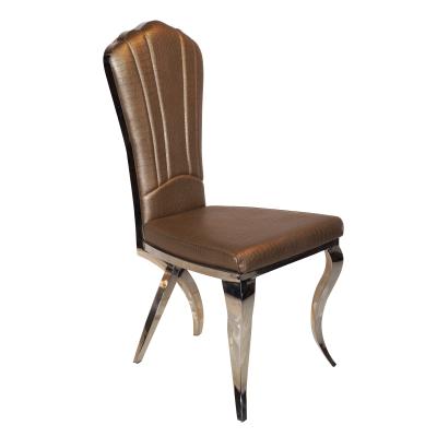 China Modern Porcelain Manufacture Luxury PU Upholstery Metal Stainless Steel Legs Wedding Dining Chairs for sale