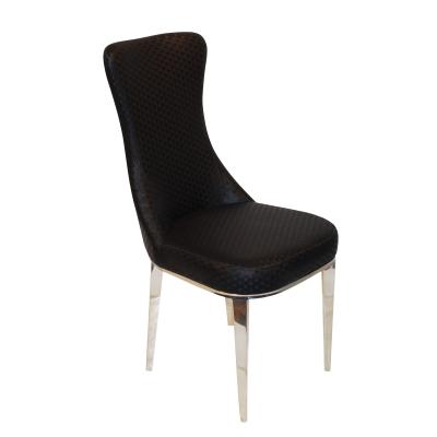 China Modern American Style Stainless Steel Furniture Upholstered Velvet Fabric Tufted Back Dining Chair for sale