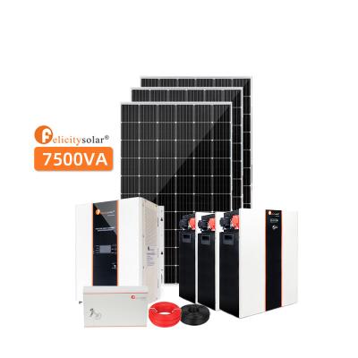 China Home Complete Solar Systems 7500w Off Grid Lithium Ion Battery Mono Solar Panels For Homes for sale