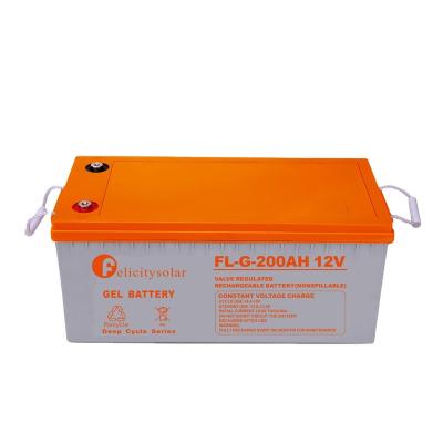 China Home Appliances Long Life Gel Maintenance Free Deep Cycle 12v 200ah Solar Lead Acid Battery for sale